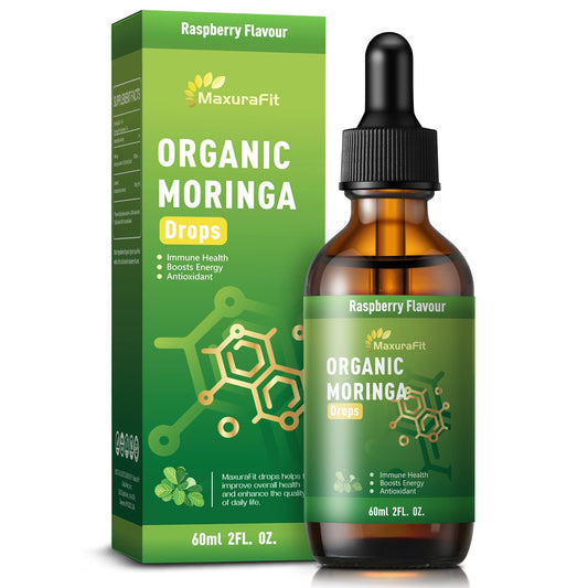 MaxuraFit Moringa Drops bottle for daily immune support and energy.