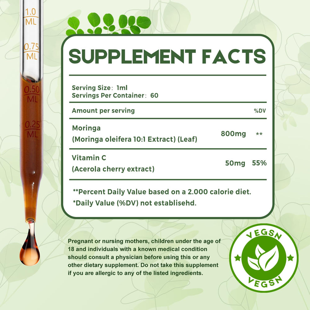 MaxuraFit Moringa Drops pour highlights convenient liquid form for quick absorption.