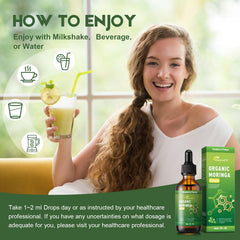 MaxuraFit Moringa Drops lifestyle setup with water.