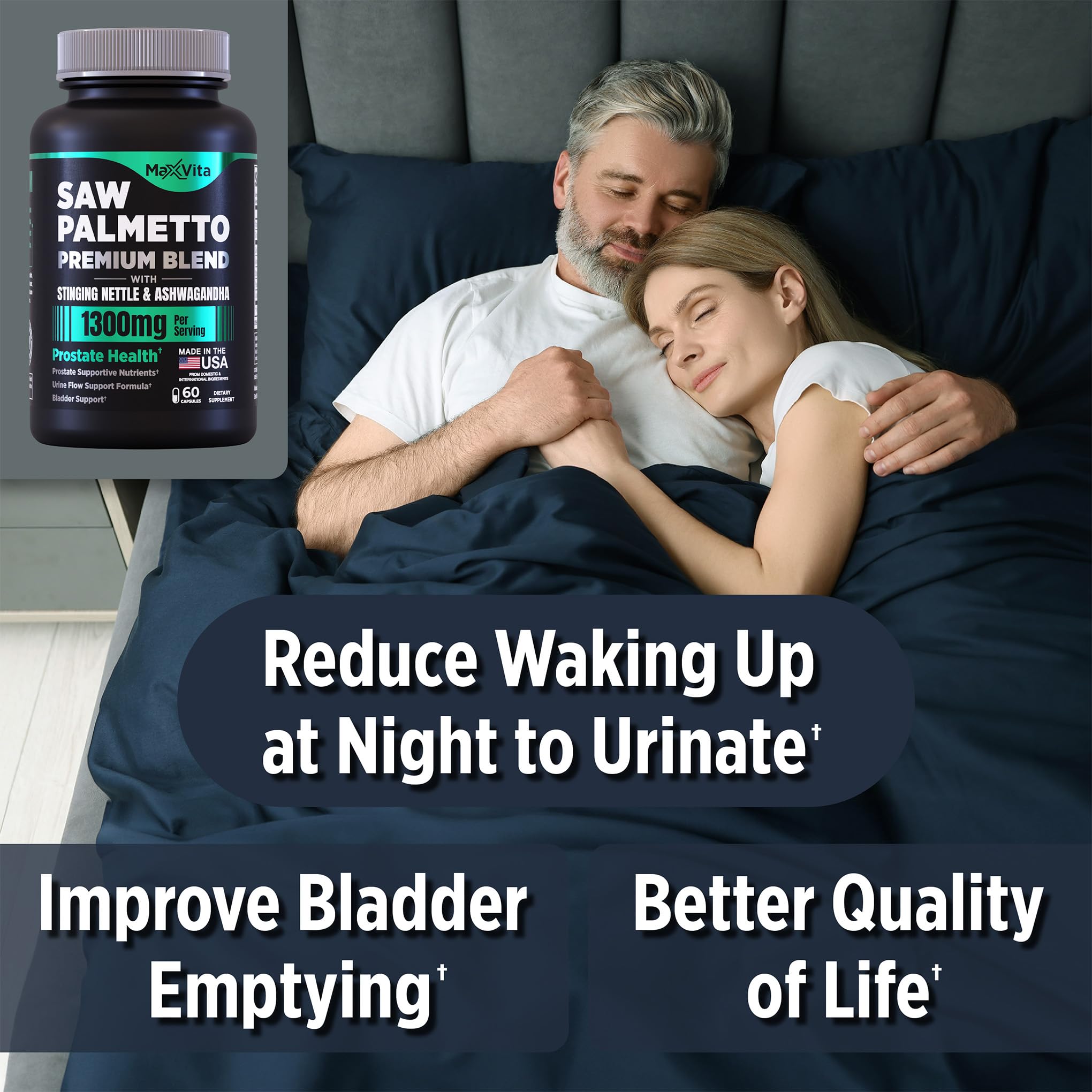 MaxVita Prostate Premium bottle back label detailing key ingredients for prostate wellness.