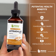 Maxx Herb astragalus tincture dropper demonstrates precise dosing for consistent use