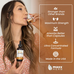 Maxx Herb astragalus tincture bottle pour showing quick absorption in water