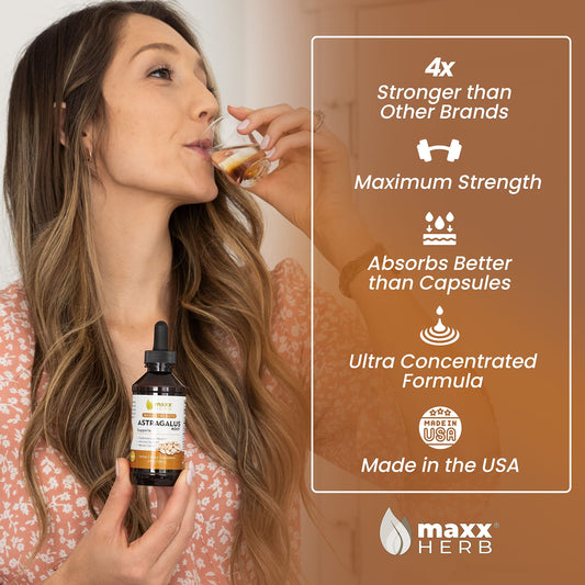 Astragalus tincture dropper pouring for quick, easy daily use