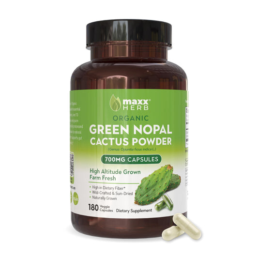 Maxx Herb Green Nopal Cactus Capsules bottle supports daily vitality.