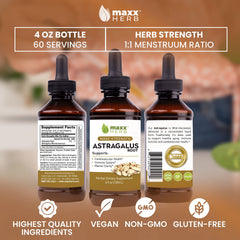 Maxx Herb immune-support scene with four bottles on a clean shelf