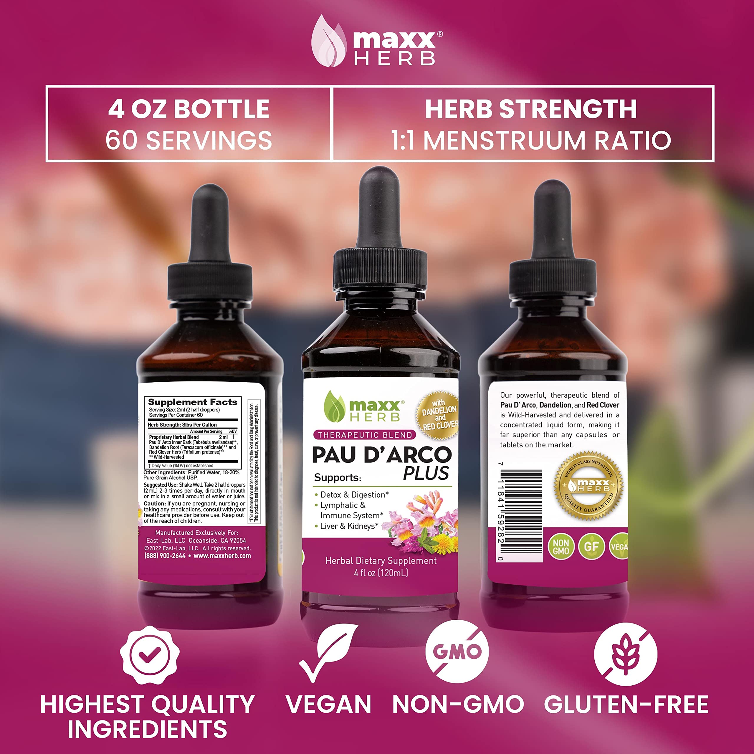 Maxx Herb gluten-free vegan non-GMO label communicates purity