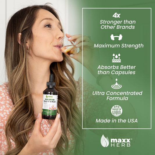 Maxx Herb PAU D'Arco tincture label highlights potency and quality