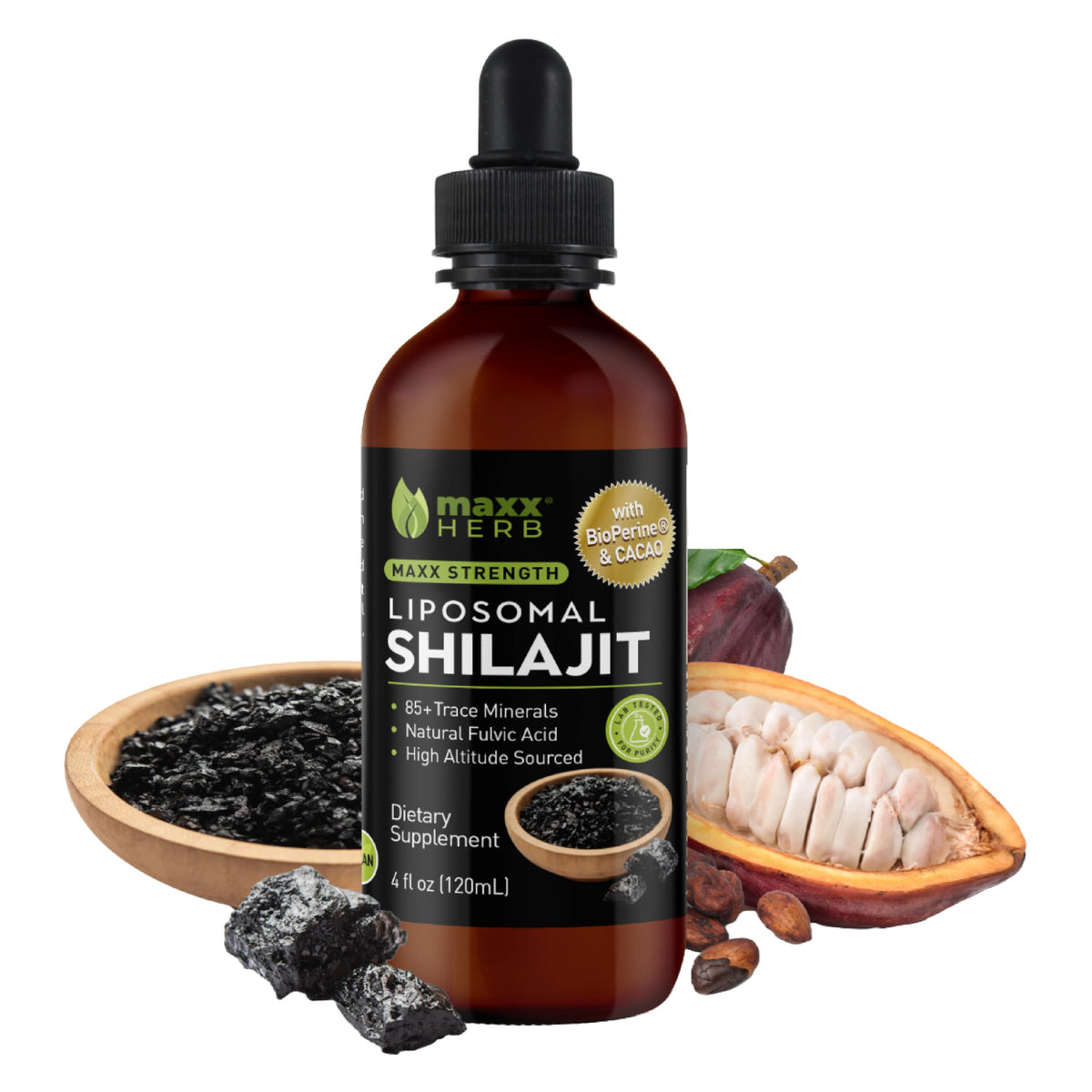 Maxx Herb Pure Himalayan Shilajit liquid bottle ready for daily energy support