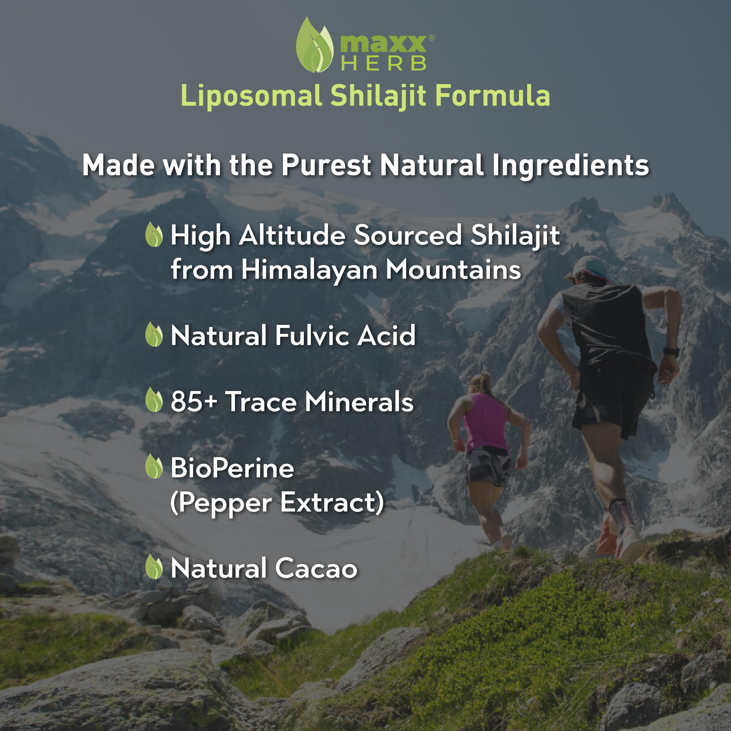 Maxx Herb Shilajit with Black Pepper BioPerine label signals improved bioavailability