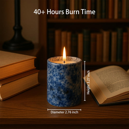 MAYROOM Blue Lapis Lazuli candle stone cup close-up highlighting unique patterns for stylish decor