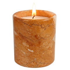 MAYROOM Golden Brown Marble Candle Cup showcasing natural patterns for a refined living room ambiance.