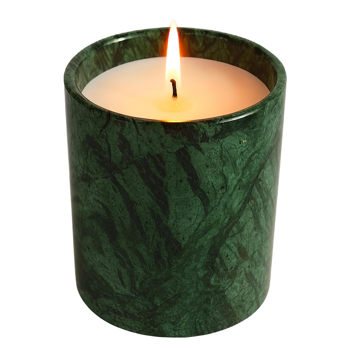 MAYROOM green jade stone candle in genuine marble cup for serene ambience.