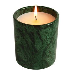 MAYROOM green jade stone candle in genuine marble cup for serene ambience.