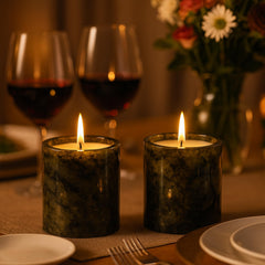 MAYROOM long-burn soy wax candle for extended relaxation sessions.
