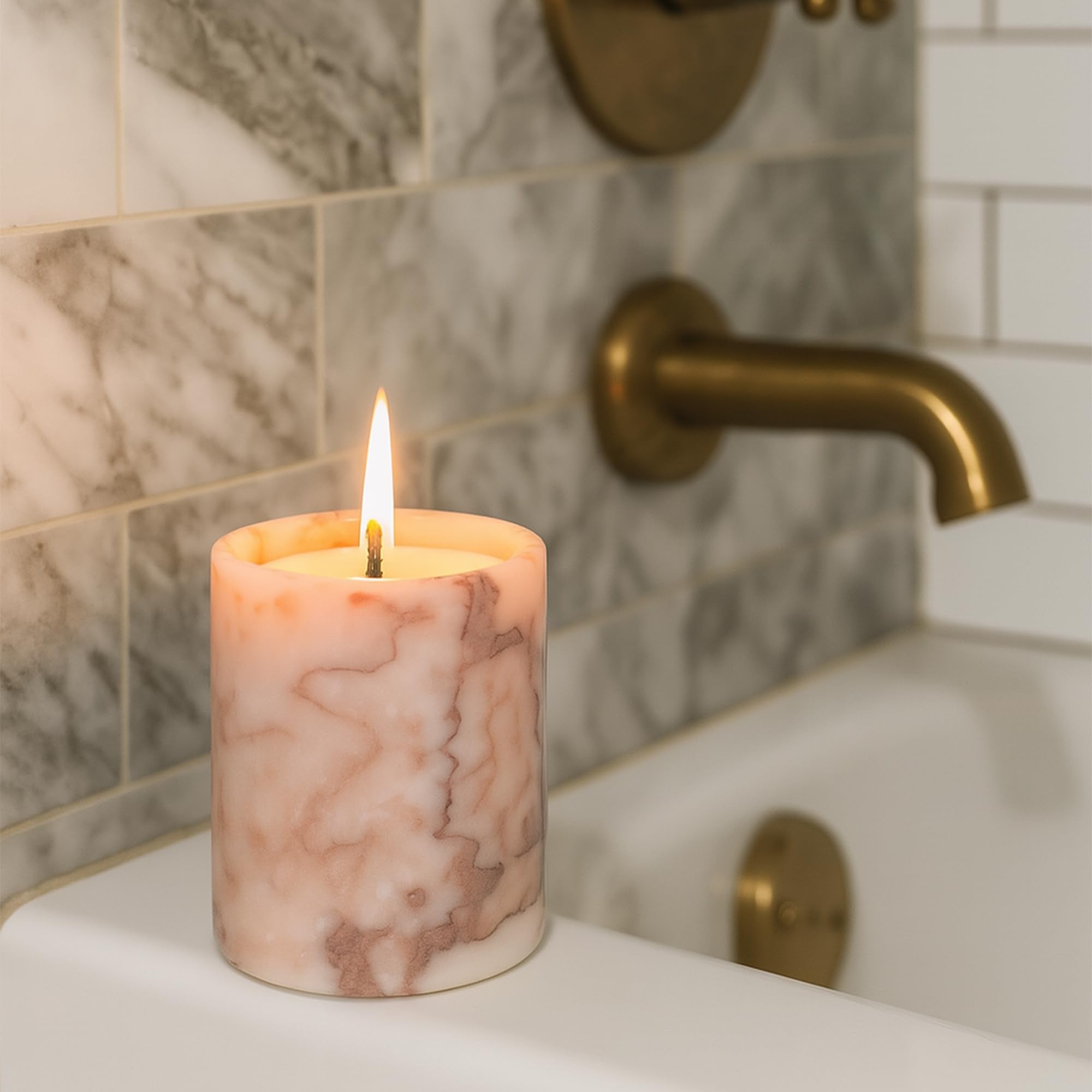 Mayroom luxury home decor stone candle complements any room with refined elegance.