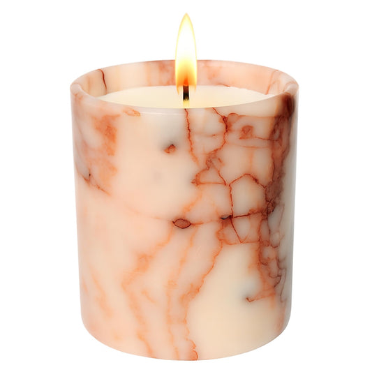 Mayroom natural onyx marble candle cup with unique veining for serene, long-lasting fragrance.