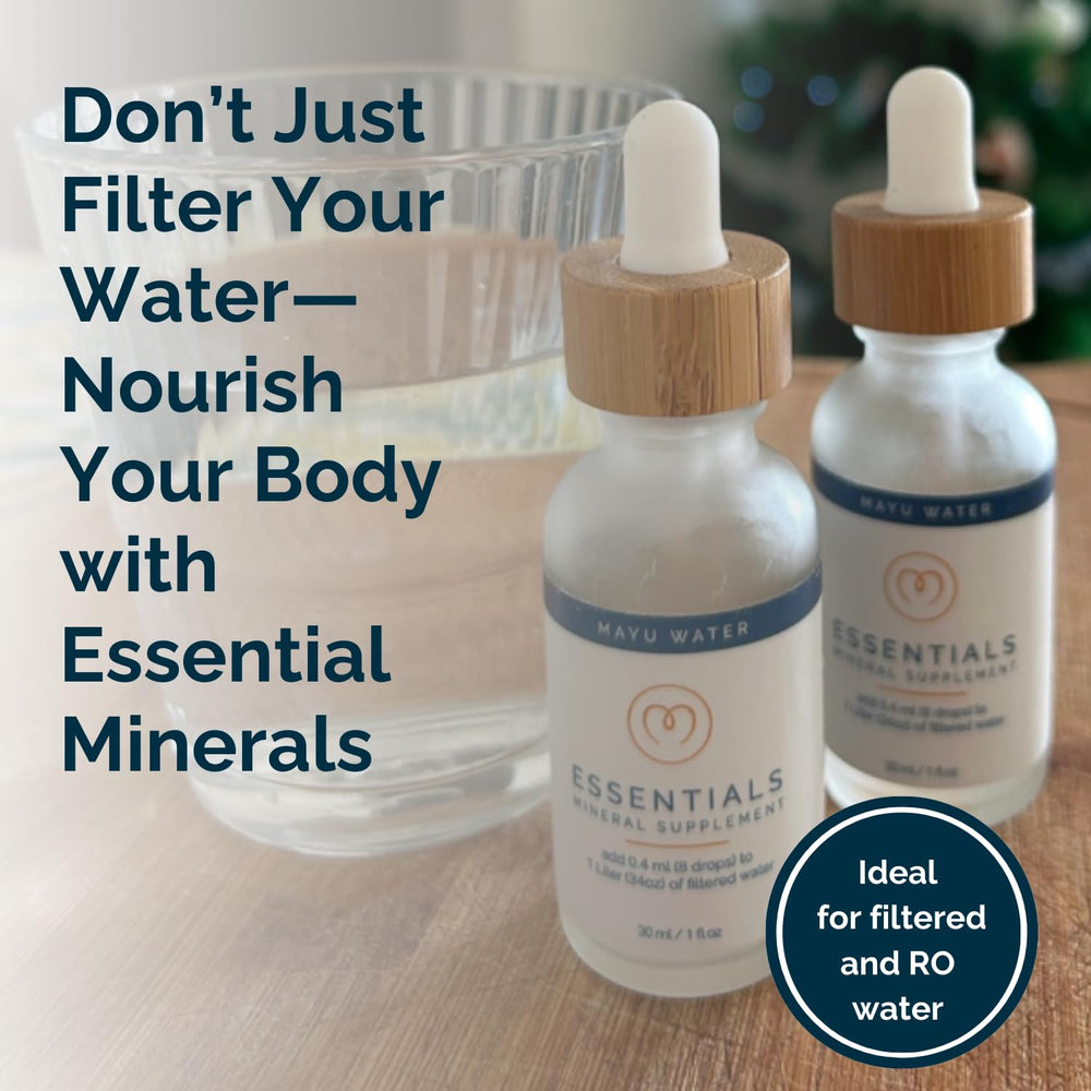 MAYU Trace Mineral Drops in water glass demonstrating remineralization effect