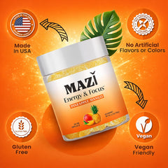 MAZI bottle top view highlighting vegan clean ingredients
