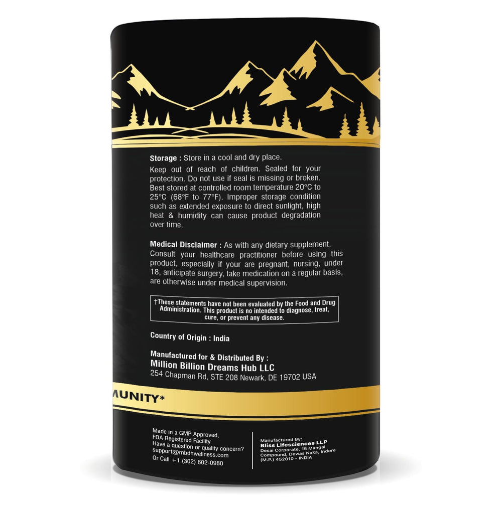 MBDH Wellness Shilajit Gummies on the go bottle displayed