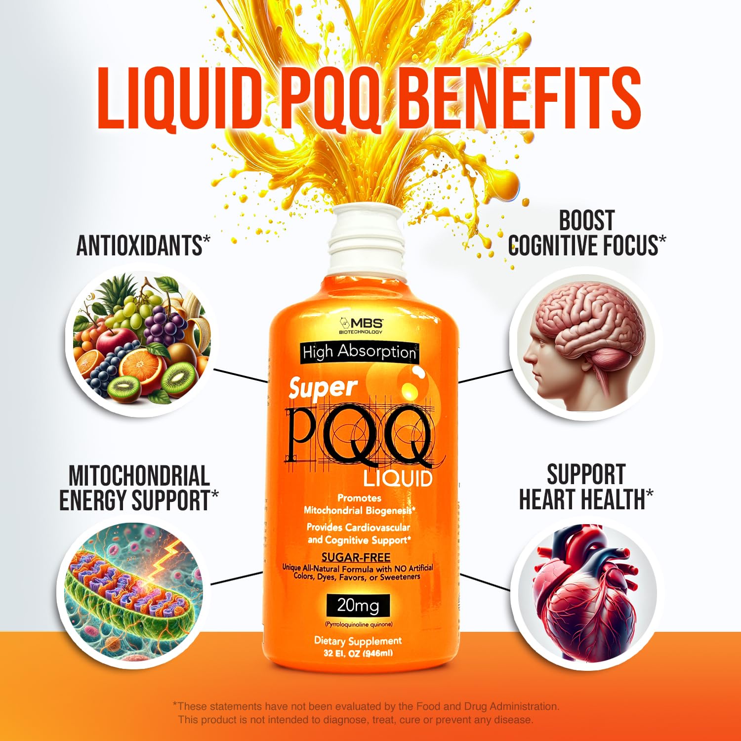 Dropper view of MBS Biotechnology Super PQQ Liquid for precise dosing.