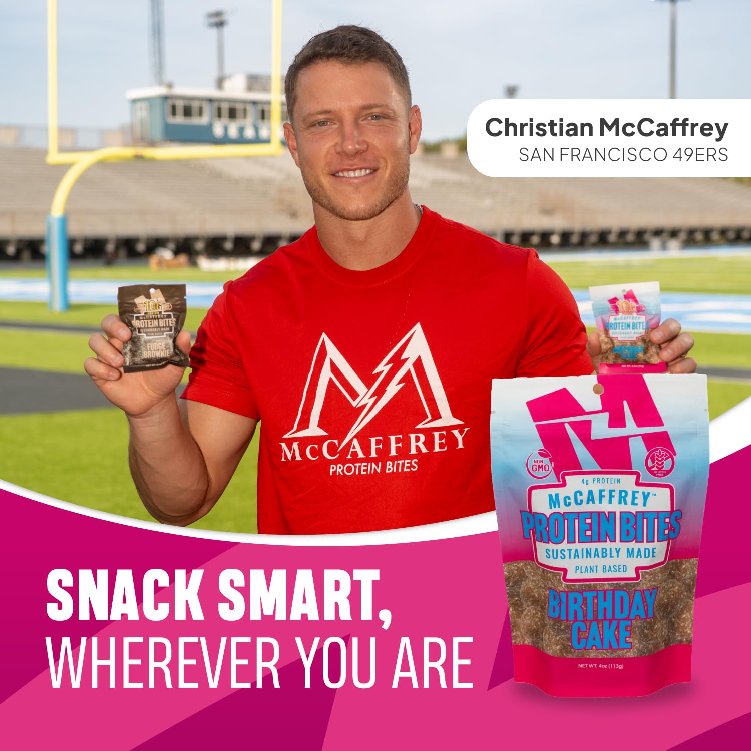 McCaffrey Protein Bites Birthday Cake dates and seed butter base shown.