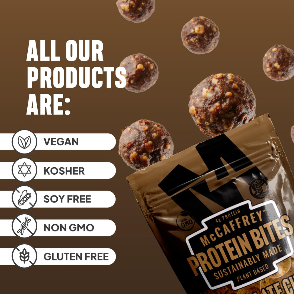 MCCAFFREY PROTEIN BITES close-up of chocolate chips and oats