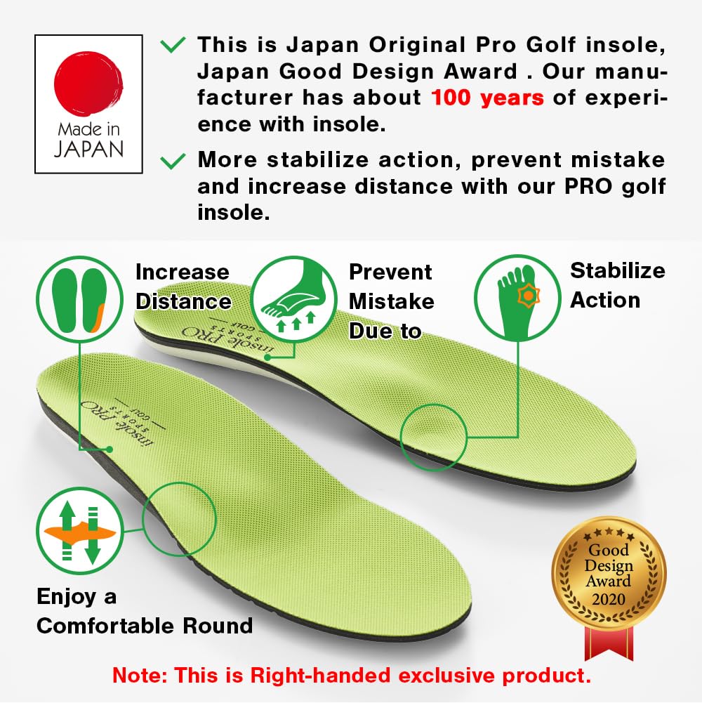 MCGear insoles feature left-ball concave shape supporting swing rotation