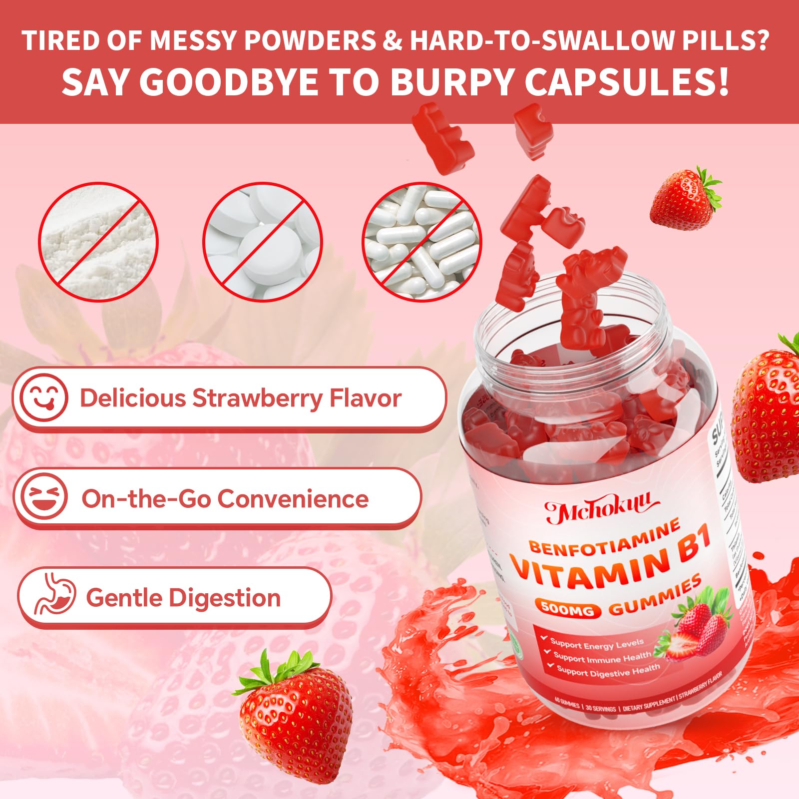 Mchokuu B1 gummies 500mg daily-use bottle