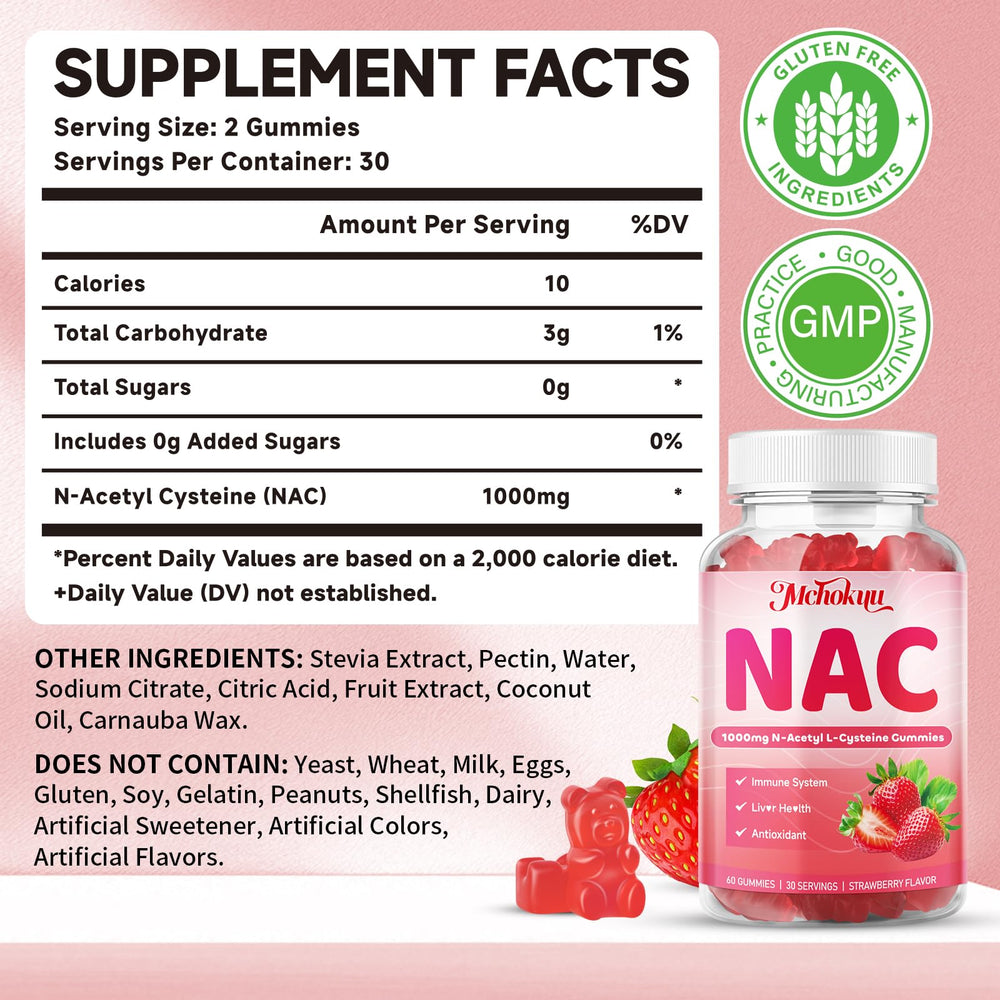 Mchokuu NAC gummies immune-support visual for easy daily use.