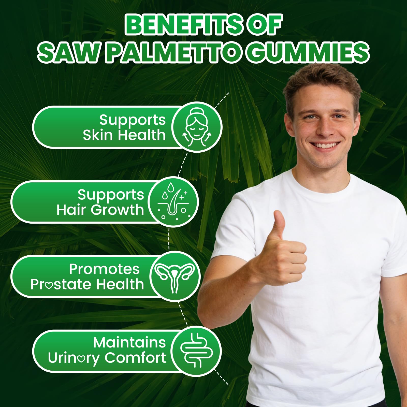Mchokuu Saw Palmetto Gummies ingredient-panel highlights pumpkin seed oil and saw palmetto.