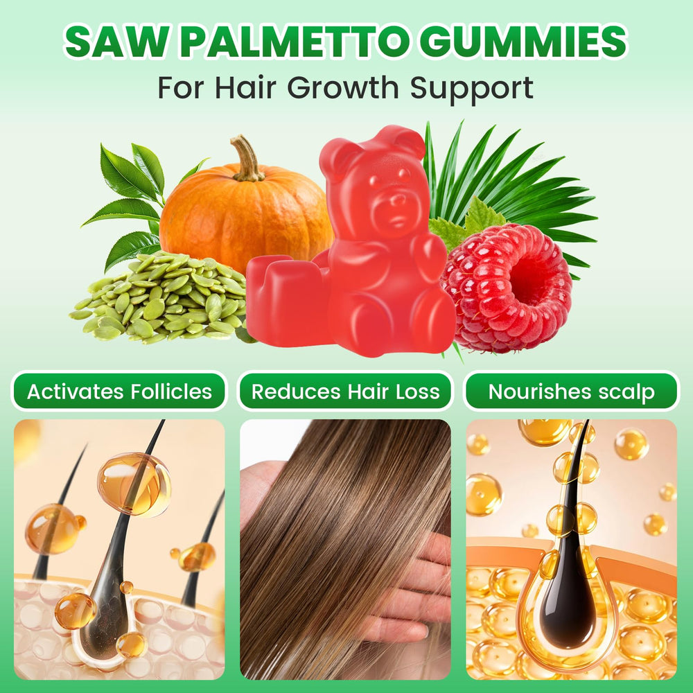 Mchokuu Saw Palmetto Gummies packaging-closeup reveals vegan, non-GMO formulation.
