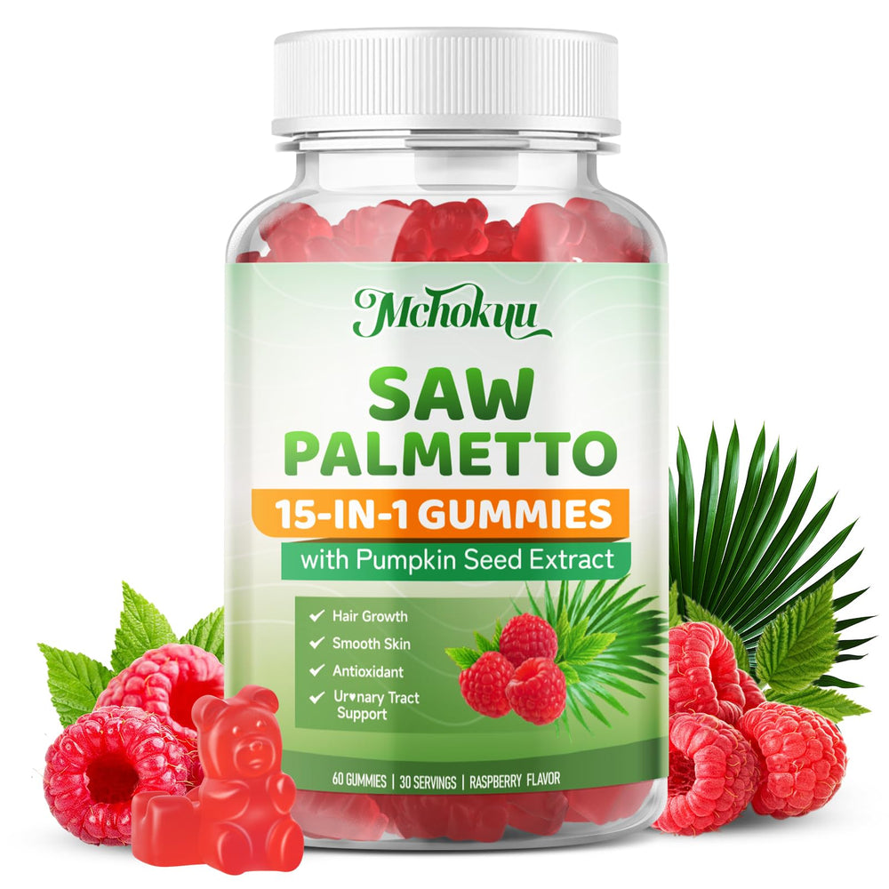 Mchokuu Saw Palmetto Gummies raspberry-flavor-closeup supports a tasty daily routine.