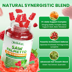 Mchokuu Saw Palmetto Gummies raspberry-label emphasizes flavor and ingredients.
