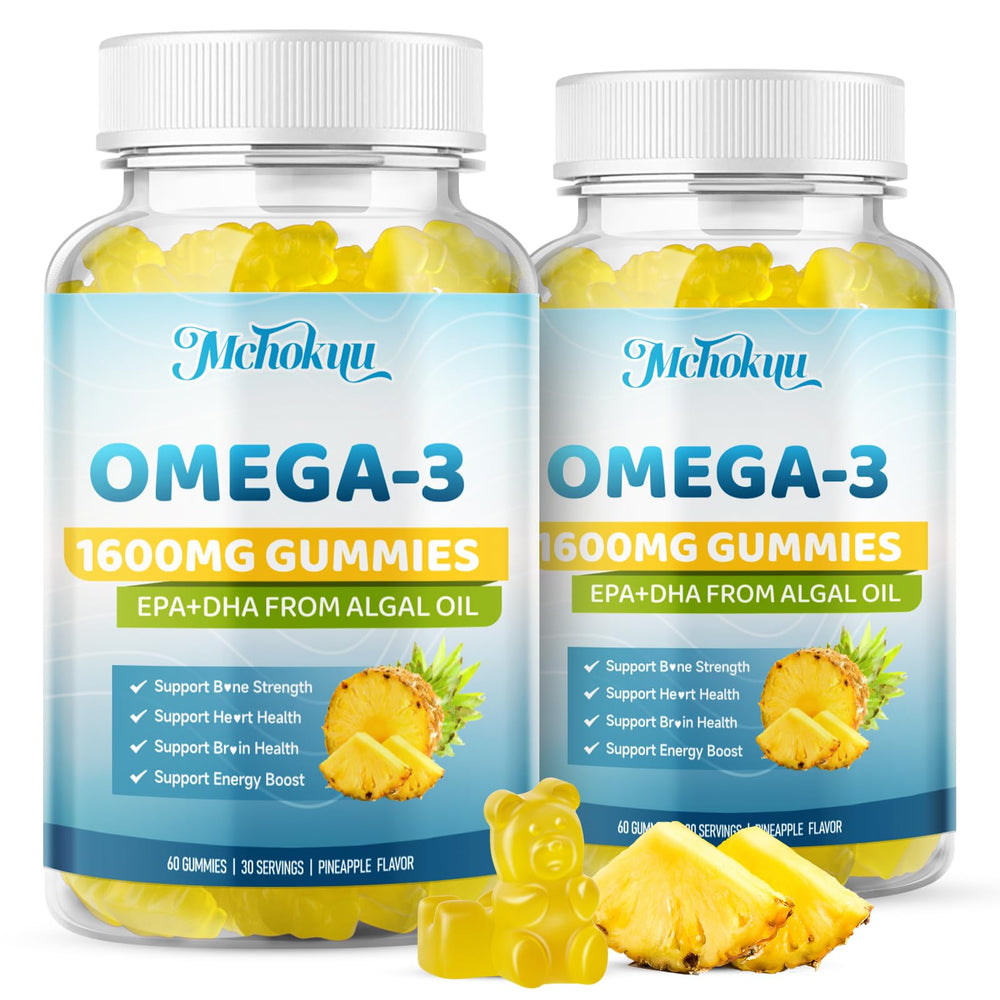 Mchokuu vegan omega-3 gummies pineapple bottle for daily wellness