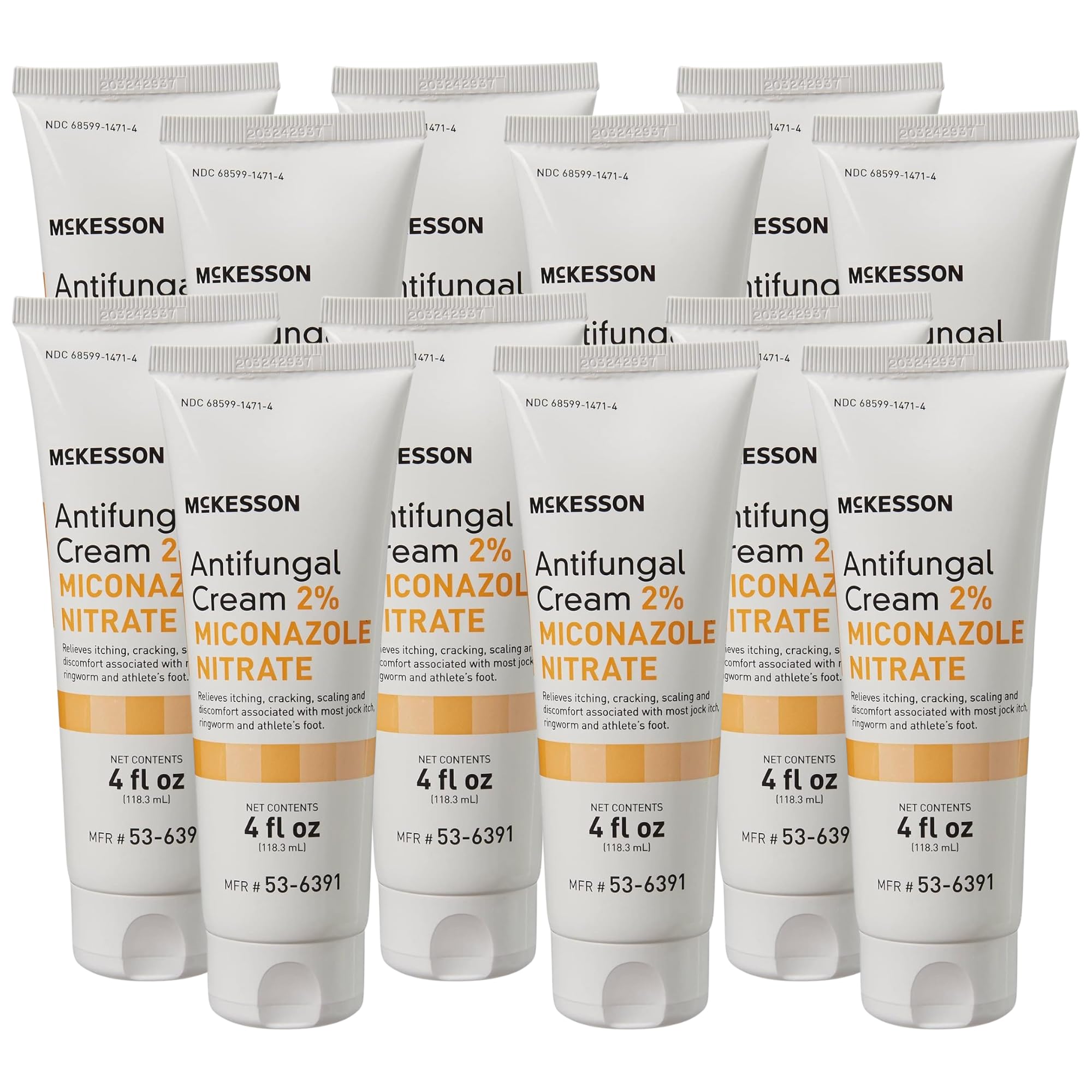 McKesson Antifungal Cream 2% label shows active ingredient and quick-relief use