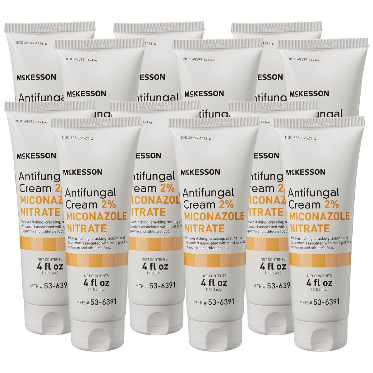 McKesson Antifungal Cream 2% label shows active ingredient and quick-relief use