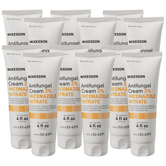 McKesson Antifungal Cream 2% label shows active ingredient and quick-relief use