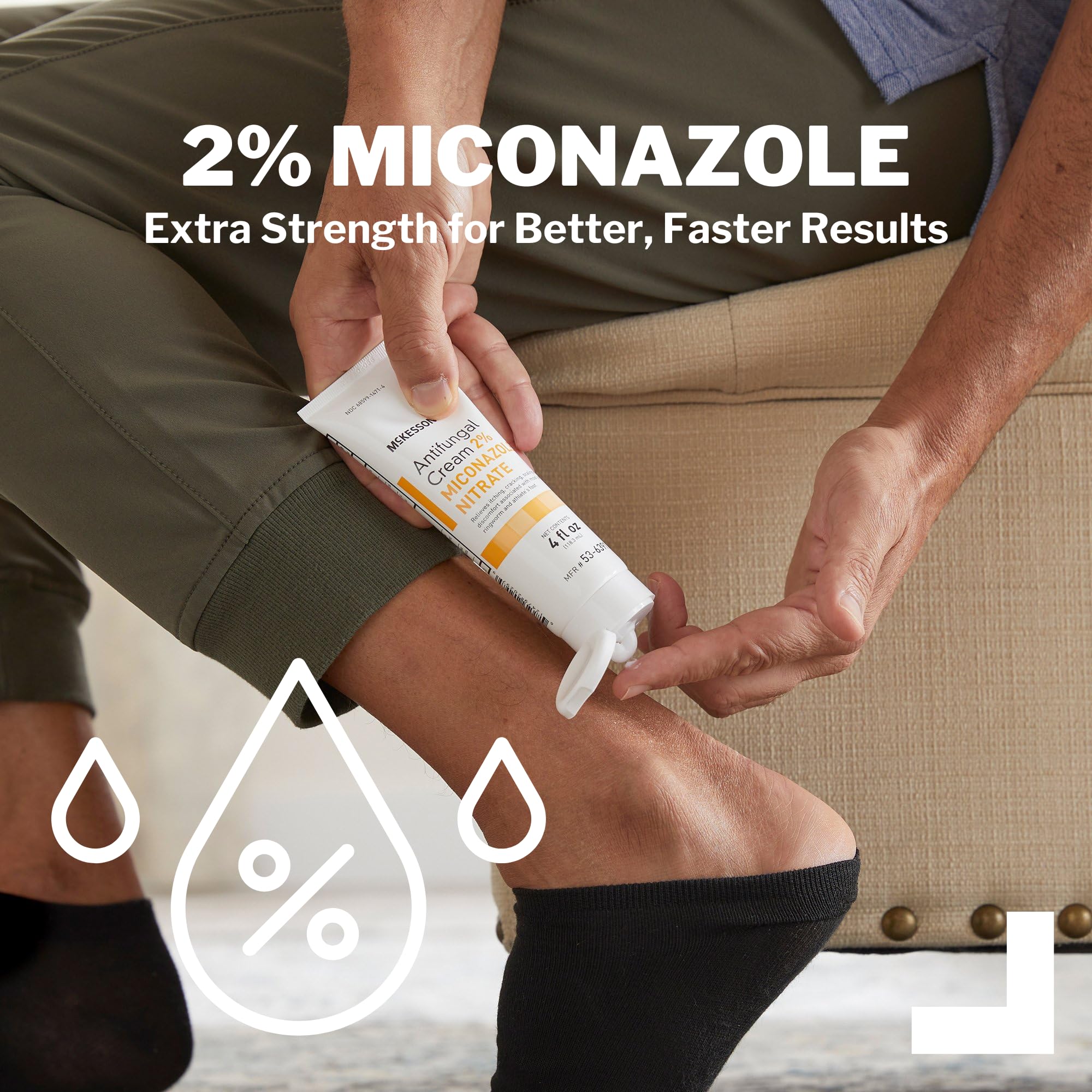 McKesson Antifungal Cream tube being dispensed for easy application