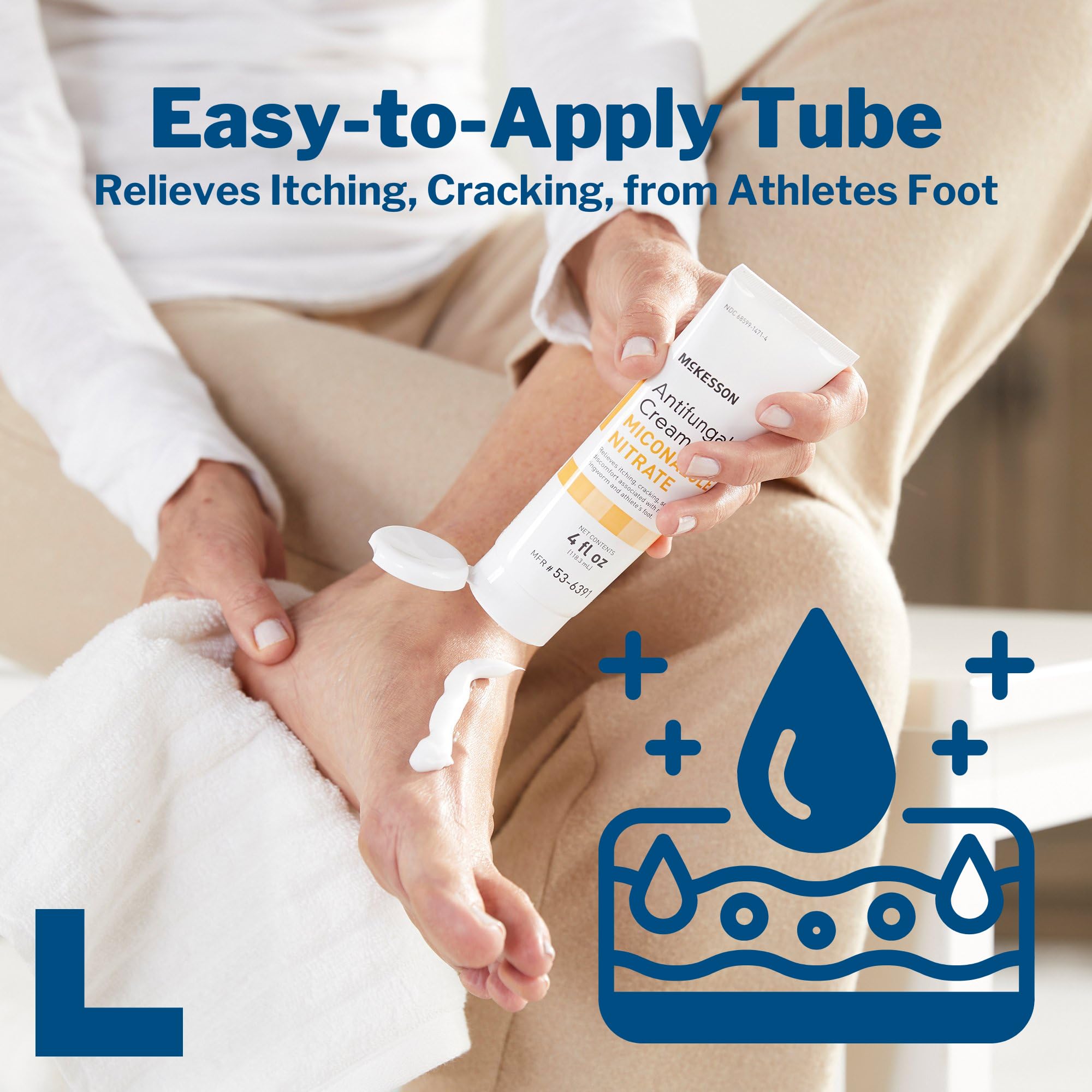 McKesson Antifungal Cream tube side view for targeted application