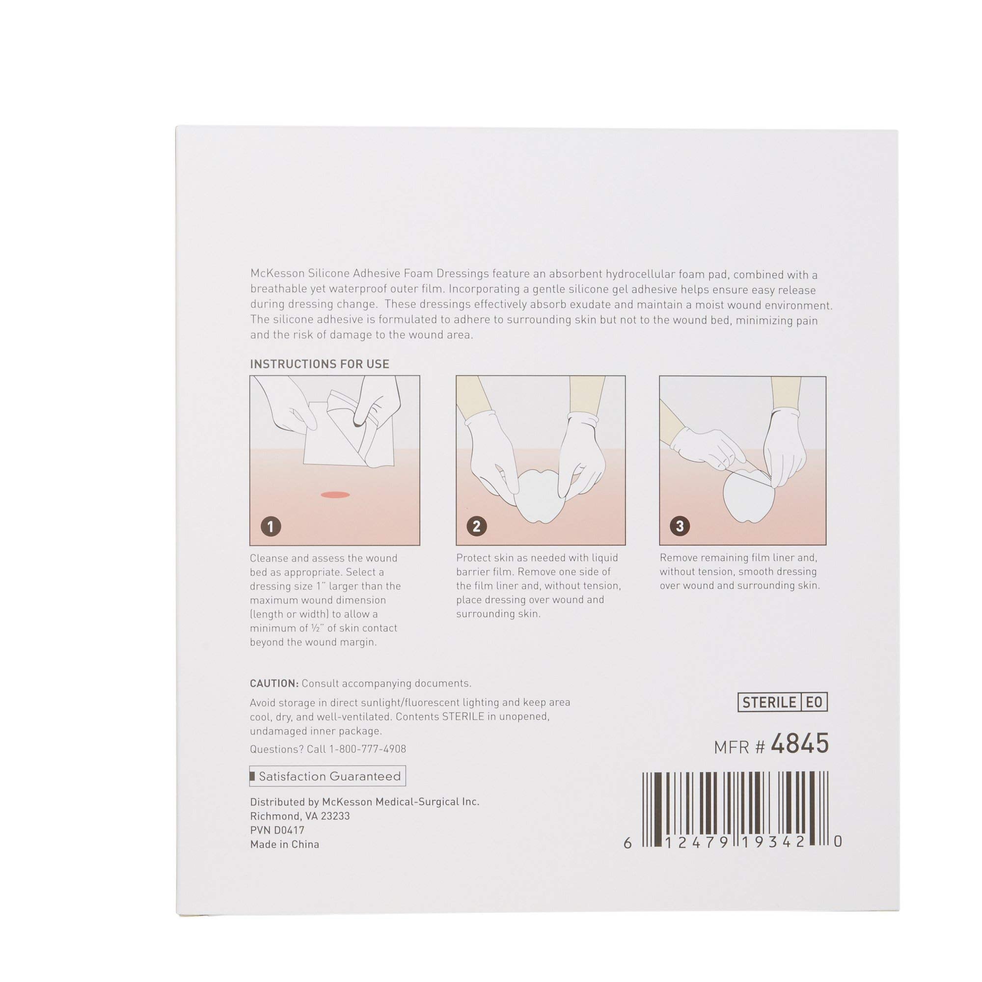 McKesson Hydrocellular Foam Dressing absorbent pad manages drainage effectively.