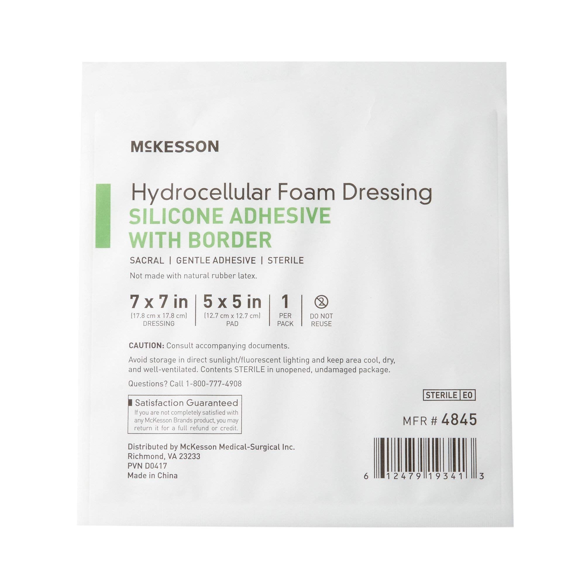 McKesson Hydrocellular Foam Dressing border seals wound margins to help contain exudate.
