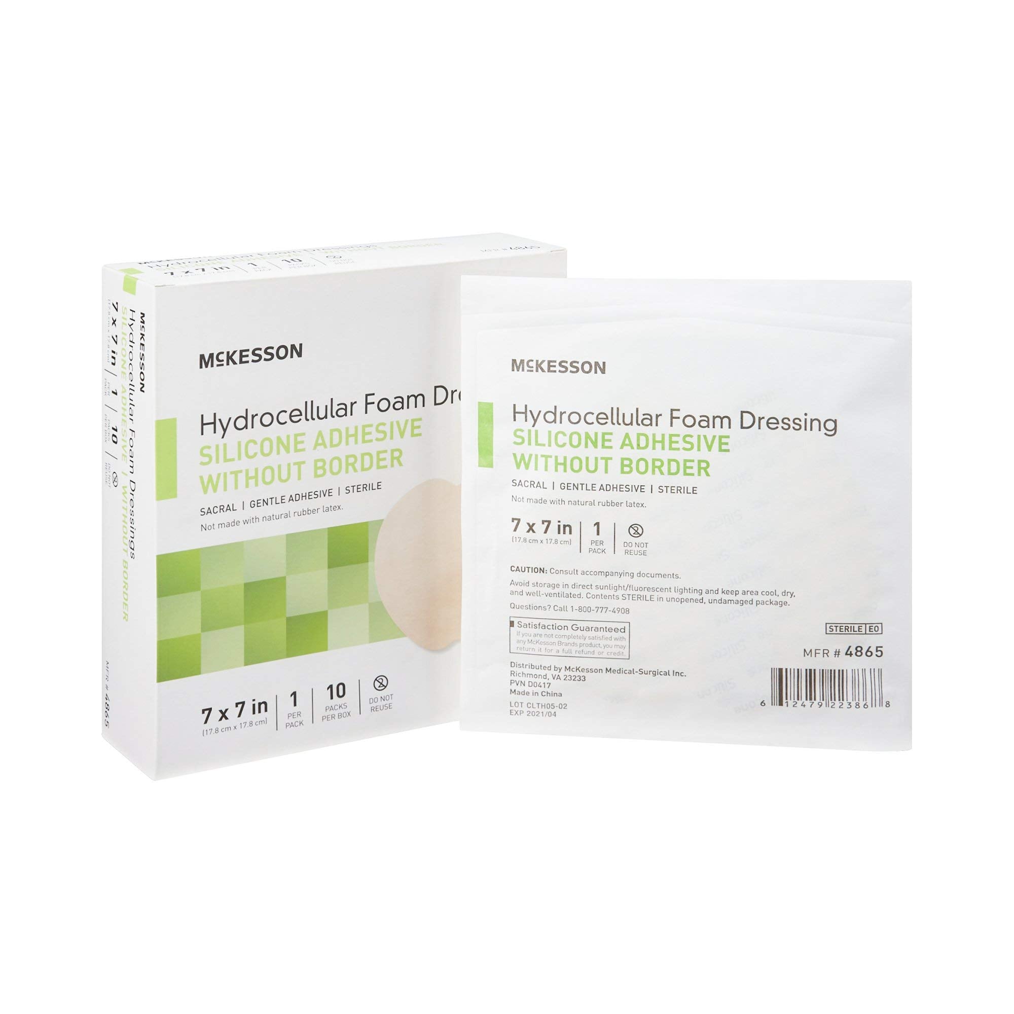 McKesson Hydrocellular foam dressing borderless-silicone-adhesive-7x7 supports gentle removal
