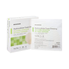 McKesson Hydrocellular foam dressing borderless-silicone-adhesive-7x7 supports gentle removal