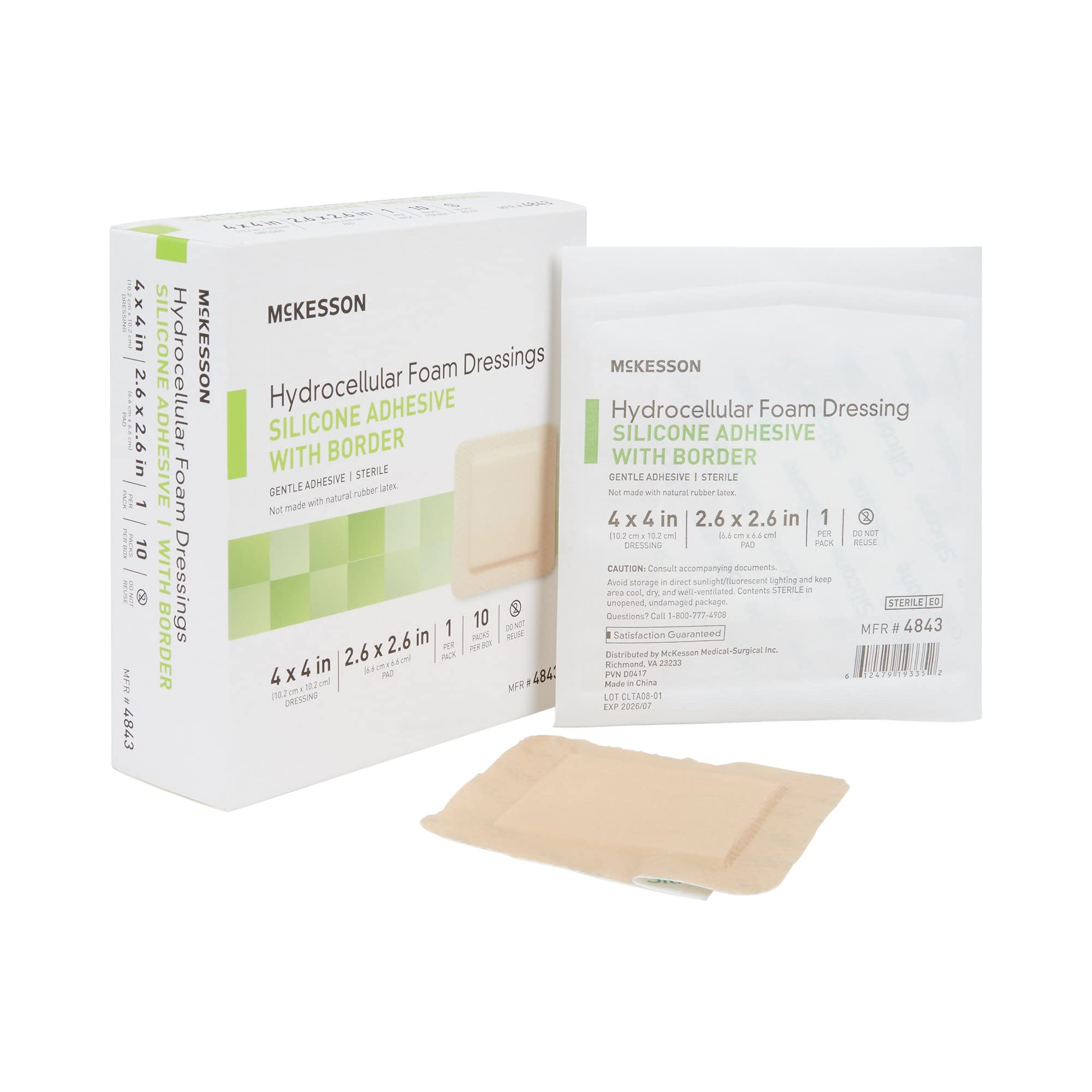 3x3 inch pad provides focused protection in McKesson foam dressing.