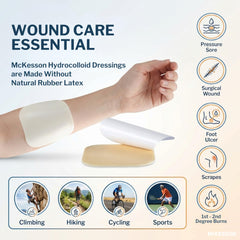 McKesson foam-backed hydrocolloid dressing applied to skin for a comfortable fit.