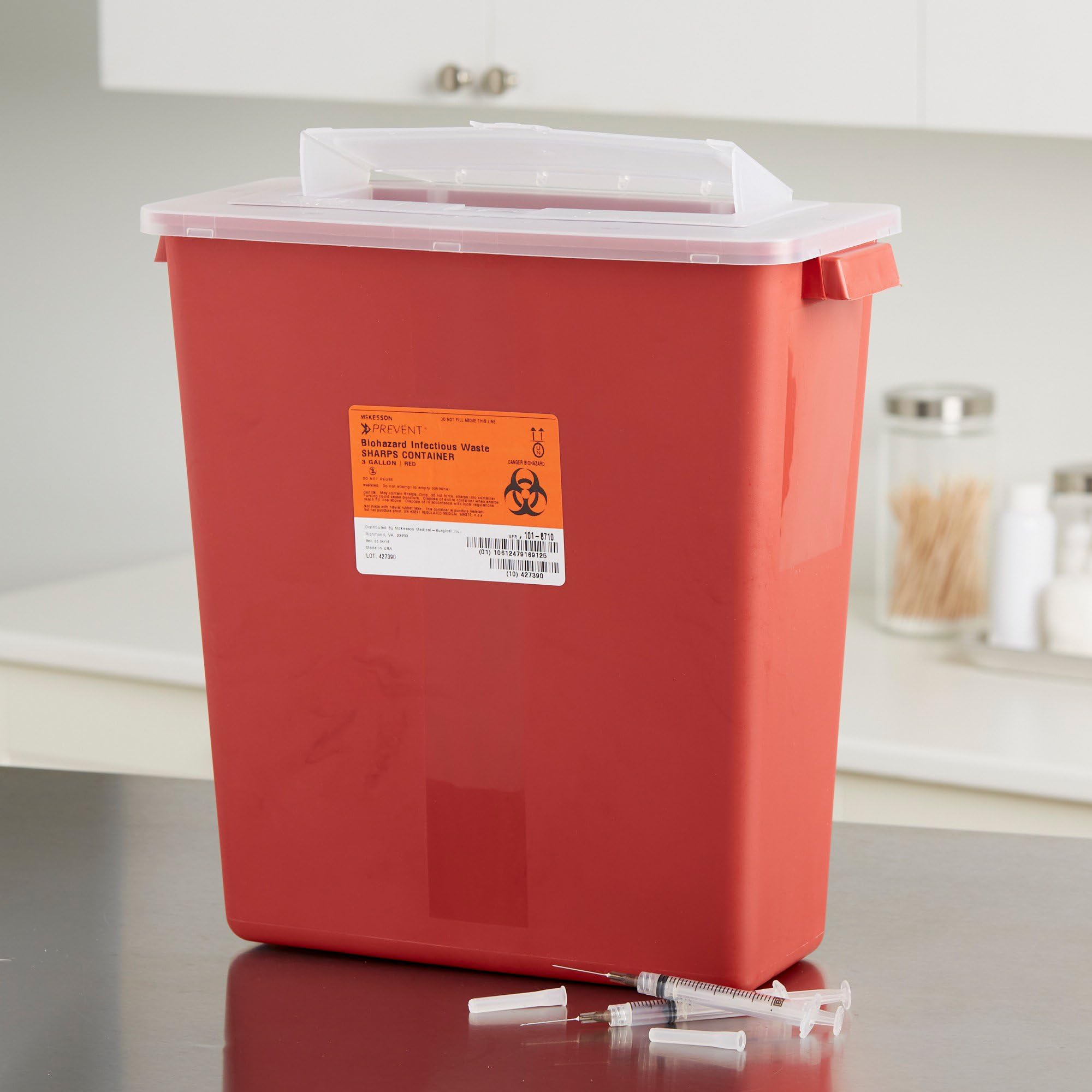 Pack of 12 McKesson Sharps Containers for bulk deployment.