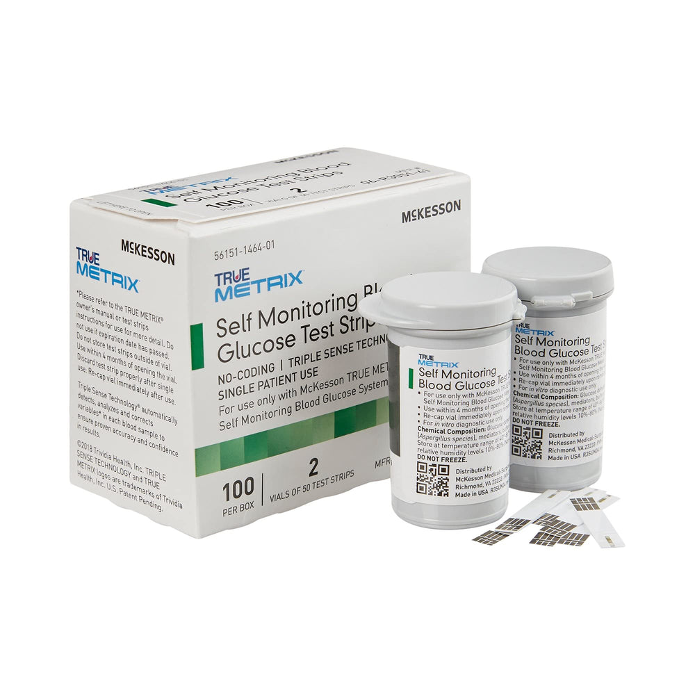 McKesson True Metrix test strip box of 100 for convenient home glucose testing.