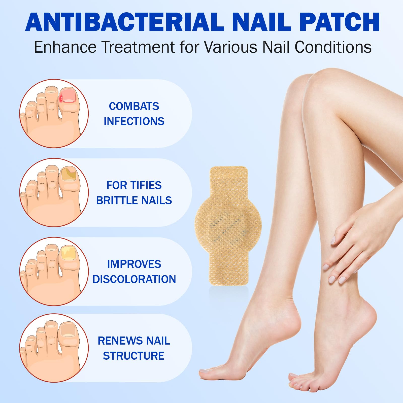 Mcukv toenail patches breathable texture supports comfortable wear on skin.