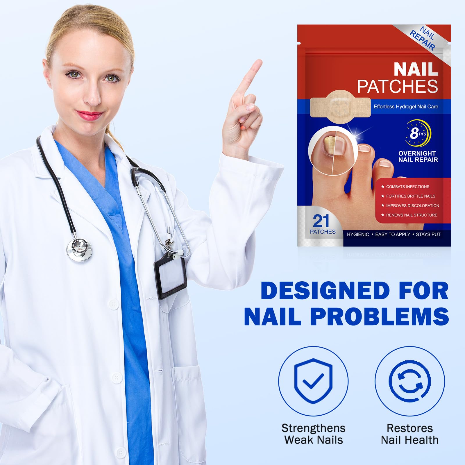 Mcukv toenail patches skin-friendly materials suitable for sensitive skin.