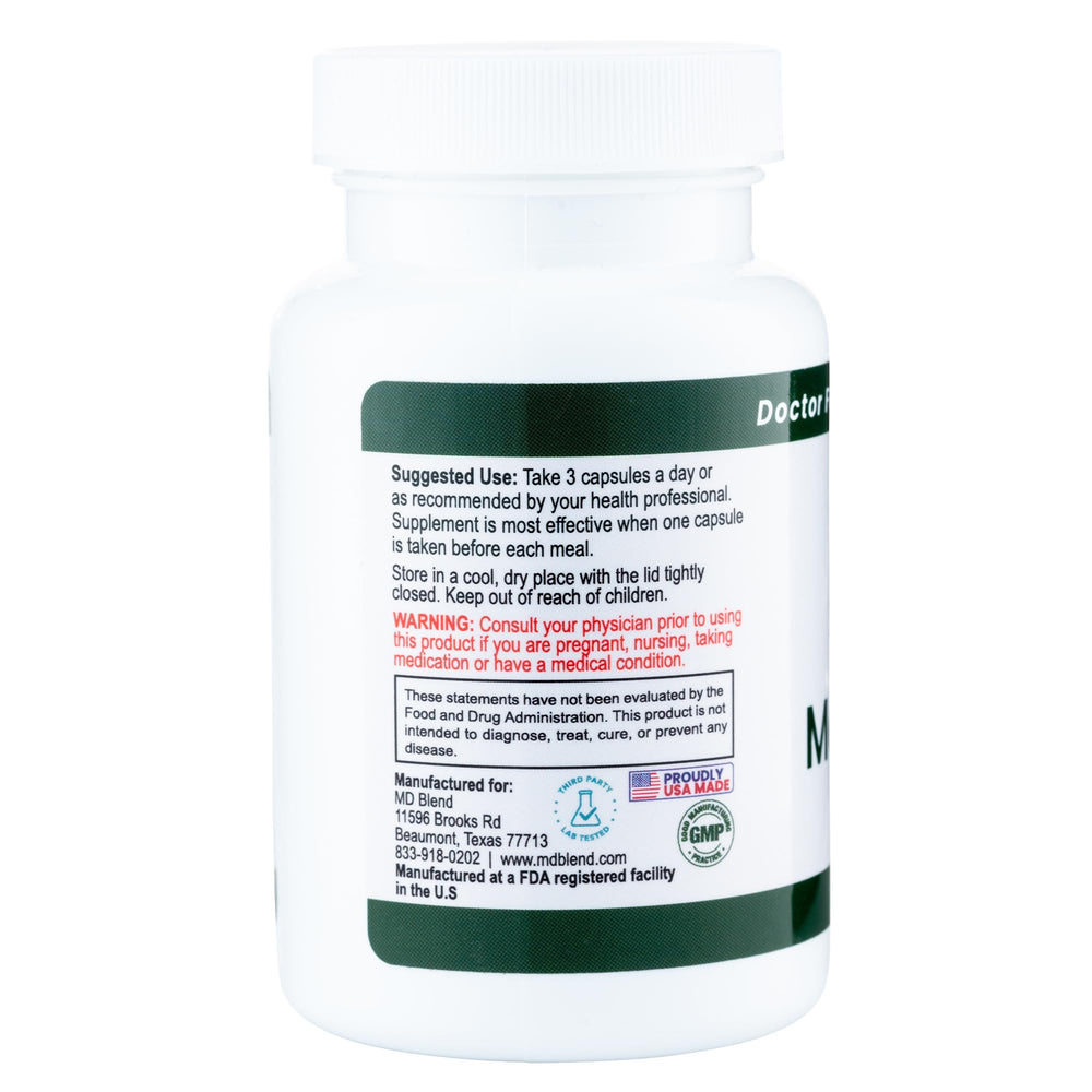 M.D. Blend MediTrim green tea leaves highlight plant-powered energy efficiency.